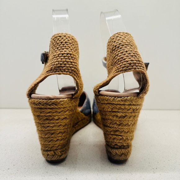 Gaimo Espadrille Wedge Leather Blue Sparkle Ankle Strap Heel Sandals Spain Sz 40 - Picture 11 of 15